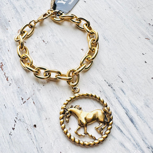 Yochi NY Rope Framed Horse Bracelet