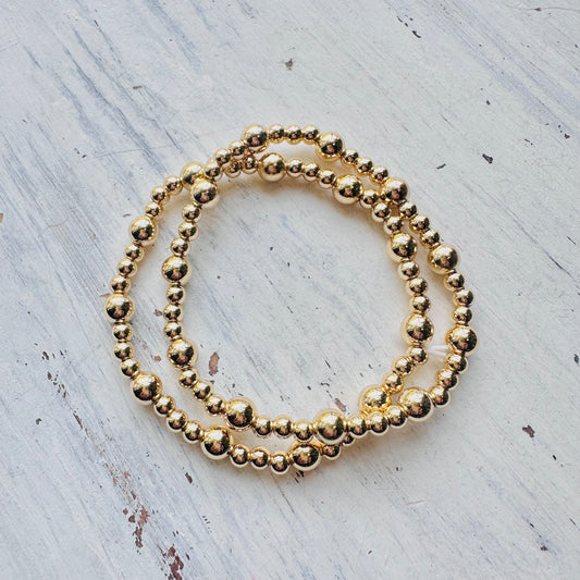 Gold Dipped Beaded Stretch Bracelet- Set of 2