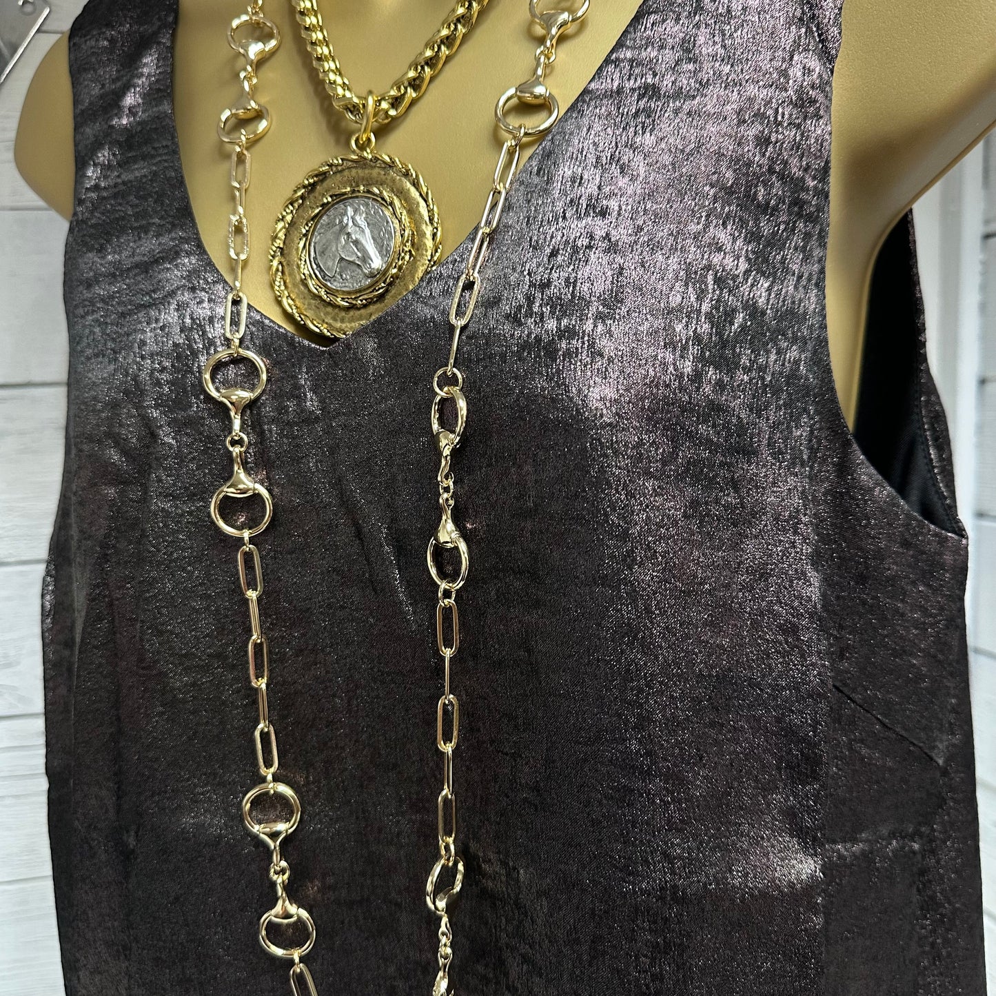 Sleeveless Gun Metal Metallic Top