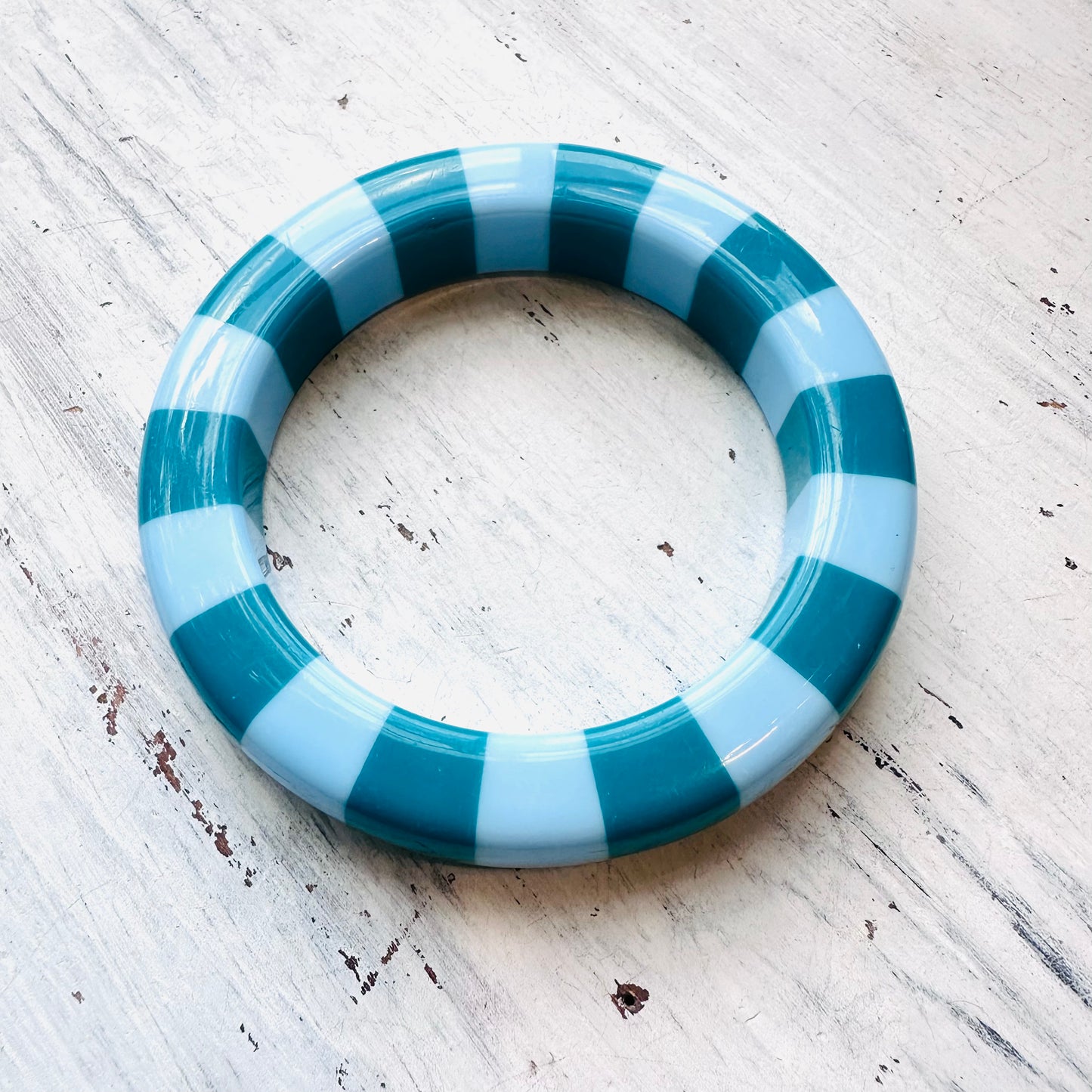 Light Blue & Teal  Color Block Resin Bangle