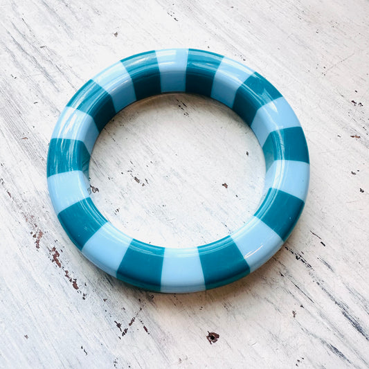 Light Blue & Teal  Color Block Resin Bangle
