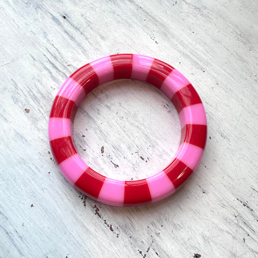 Red & Pink Color Block Resin Bangle