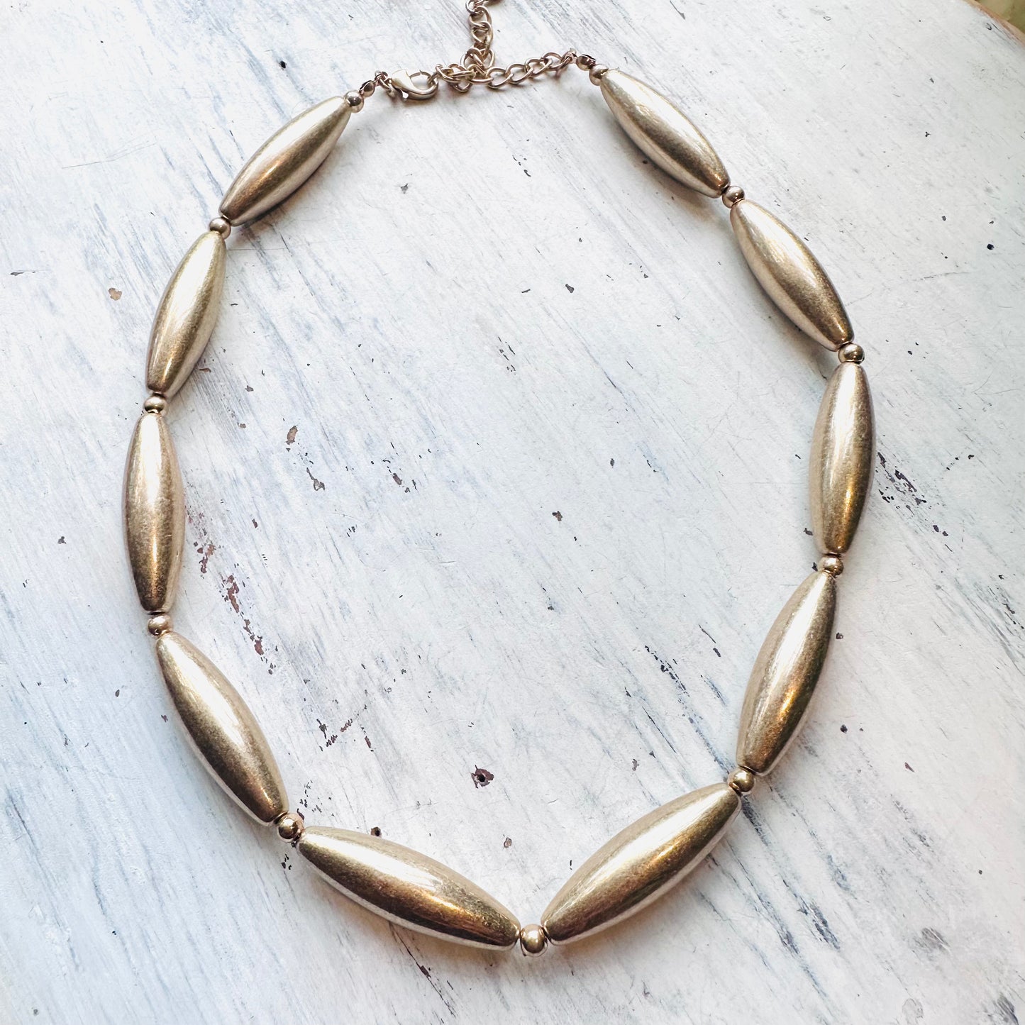 Chunky Gold Rice Bead Necklace
