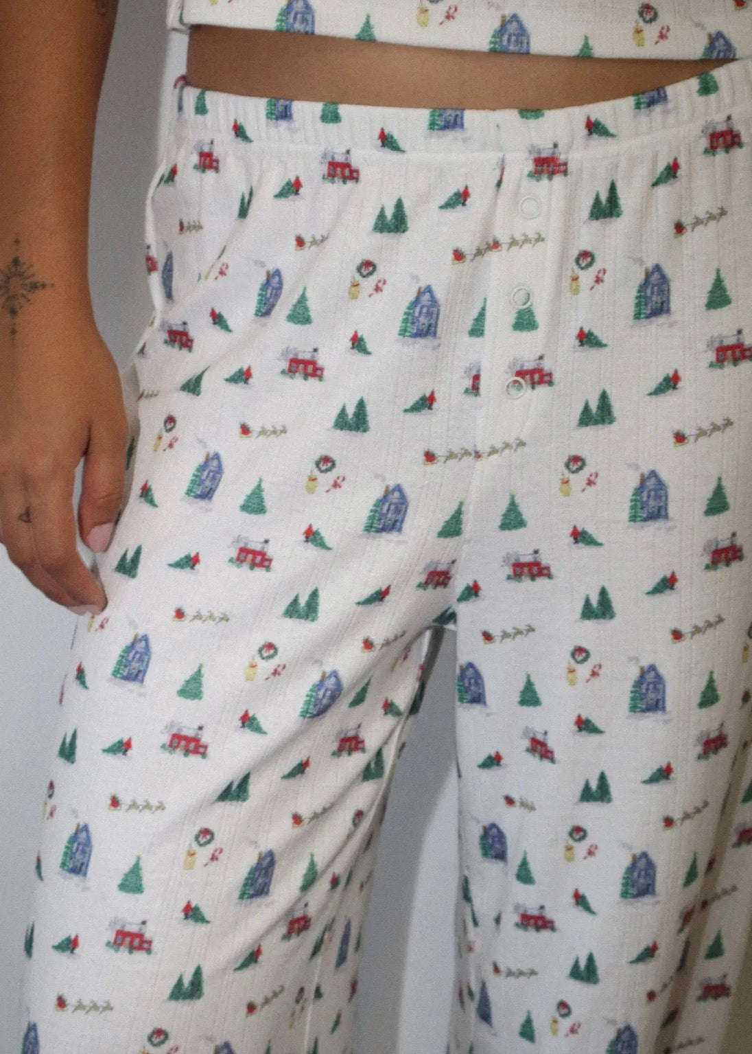 Winter Holiday Village Print Lounge Set