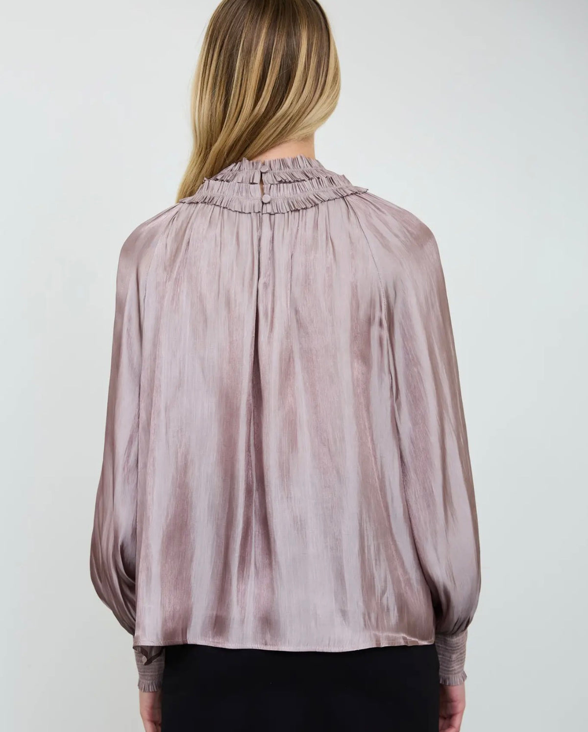 Smocked Neck Shimmer Blouse