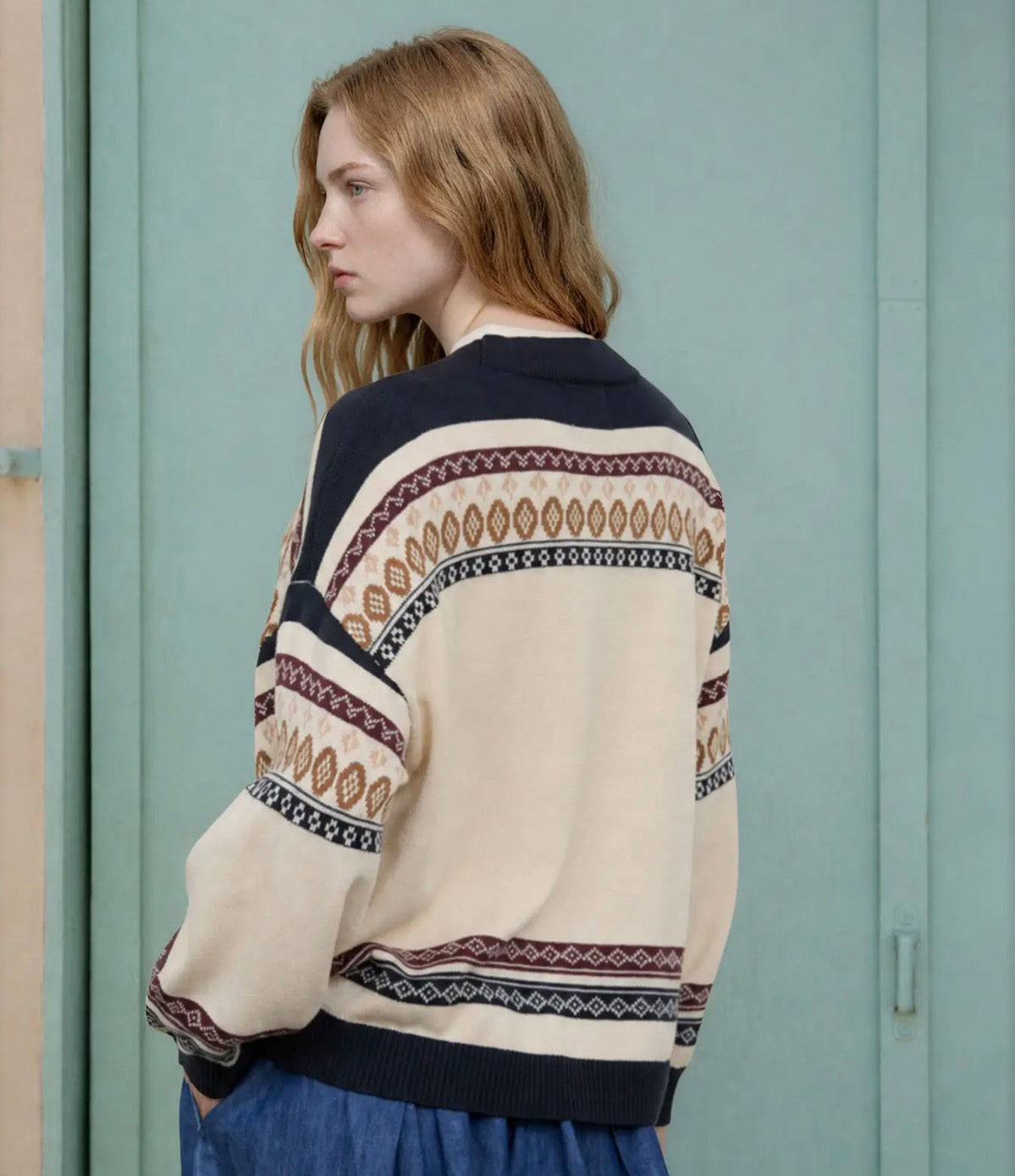 Cowboy Patterned Cardigan Sweater
