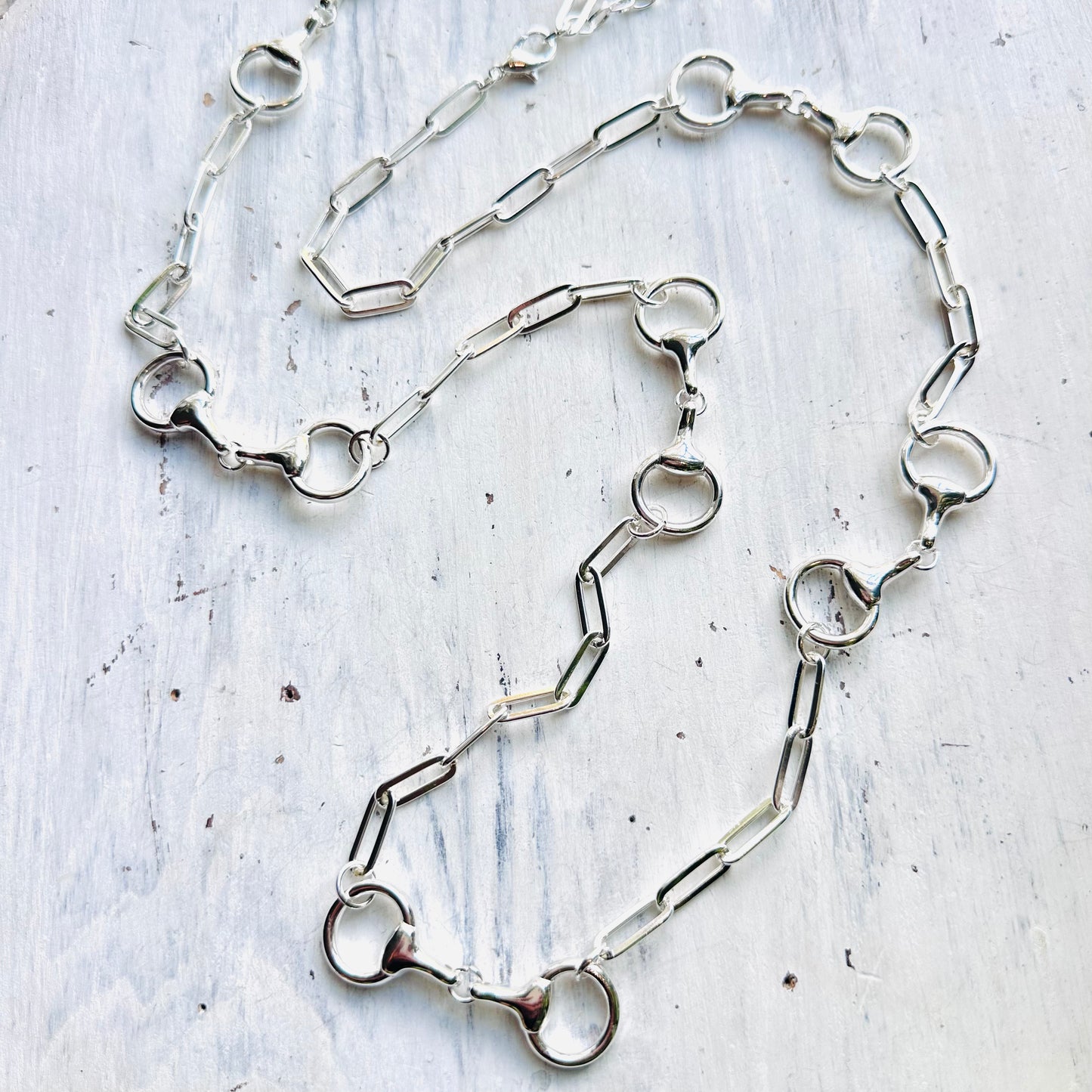 40" Silver Bit & Paperclip Chain Necklace