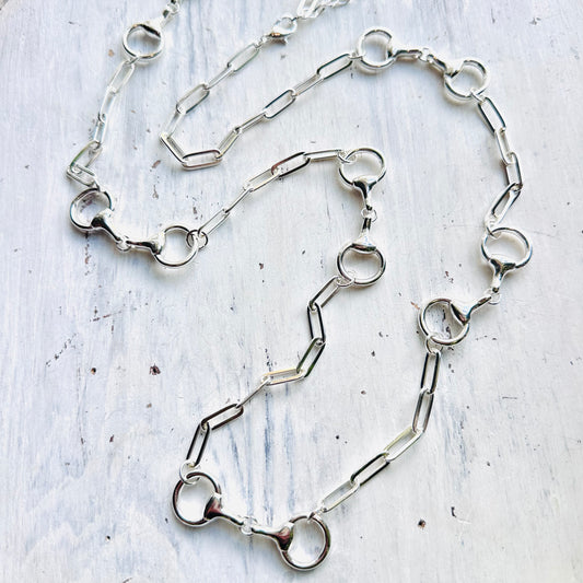 40" Silver Bit & Paperclip Chain Necklace