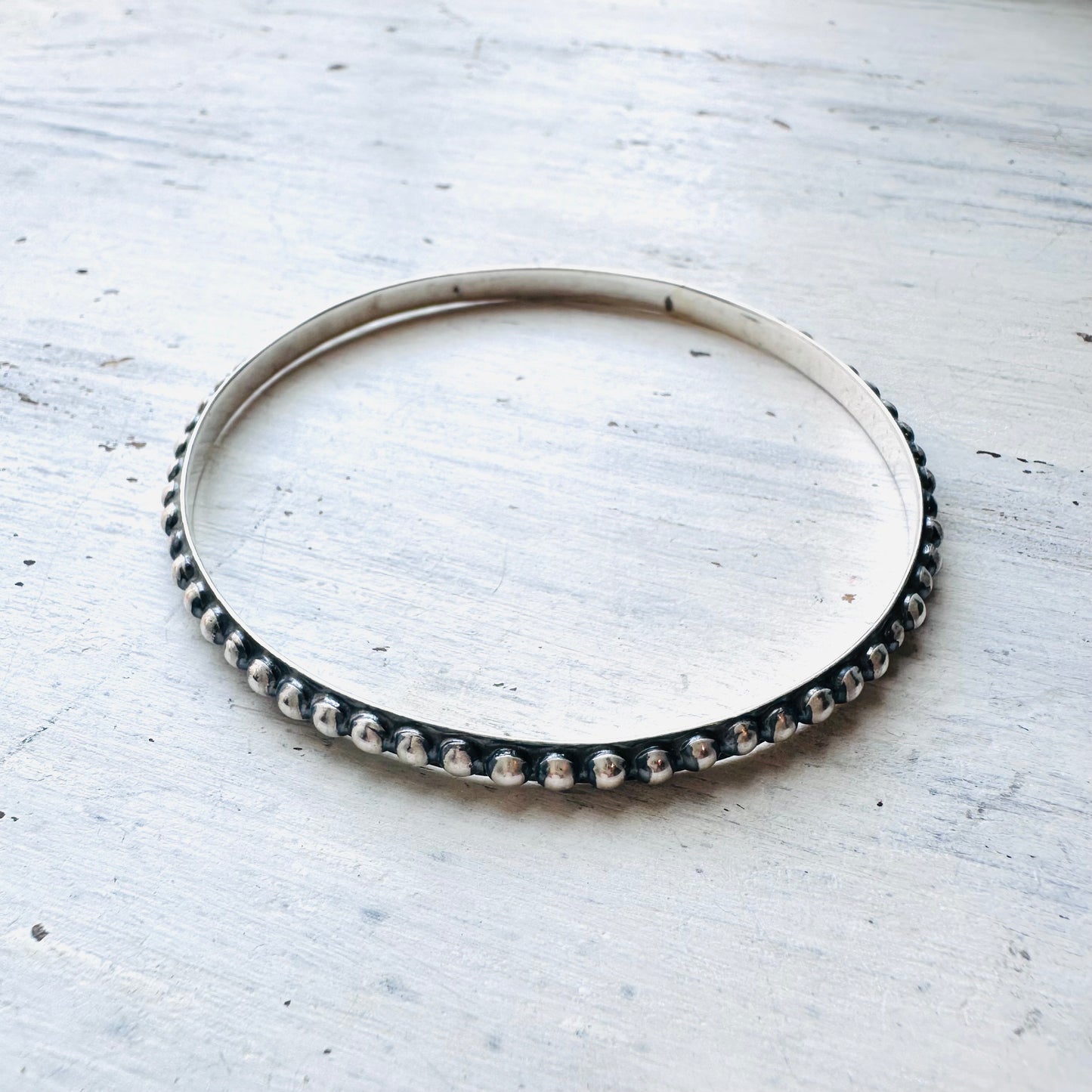 2mm Sterling Bubble Bead Bangle Bracelet