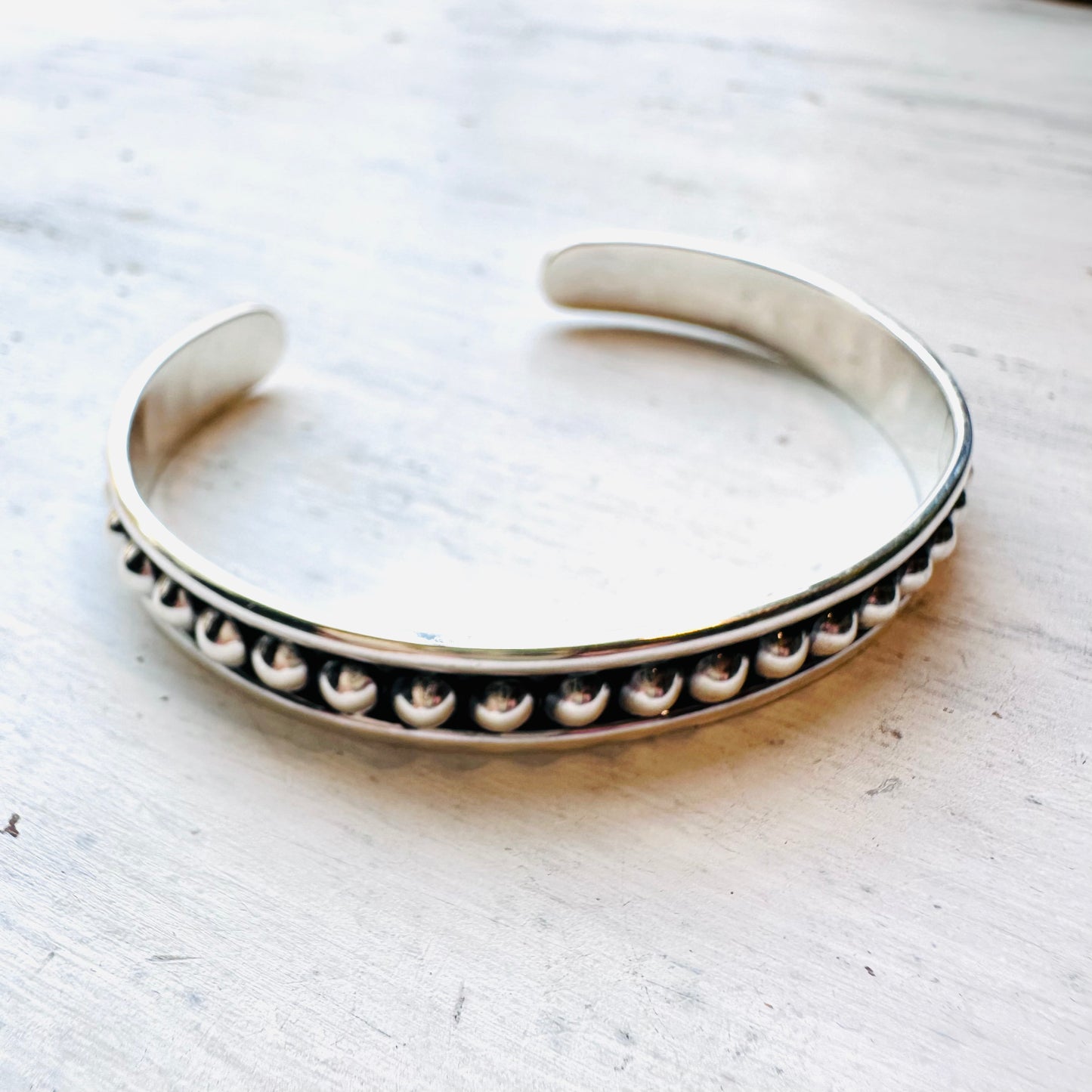 Sterling 4mm Bubble Bead Cuff Bracelet