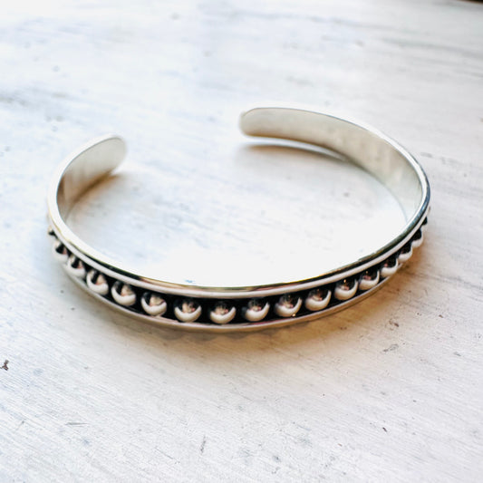 Sterling 4mm Bubble Bead Cuff Bracelet