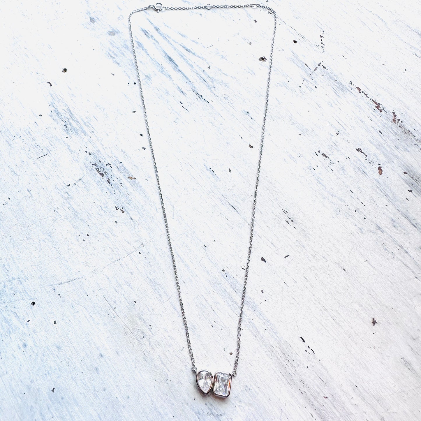 Rectangle-Teardrop Crystal Necklace