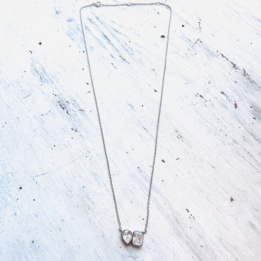 Rectangle-Teardrop Crystal Necklace
