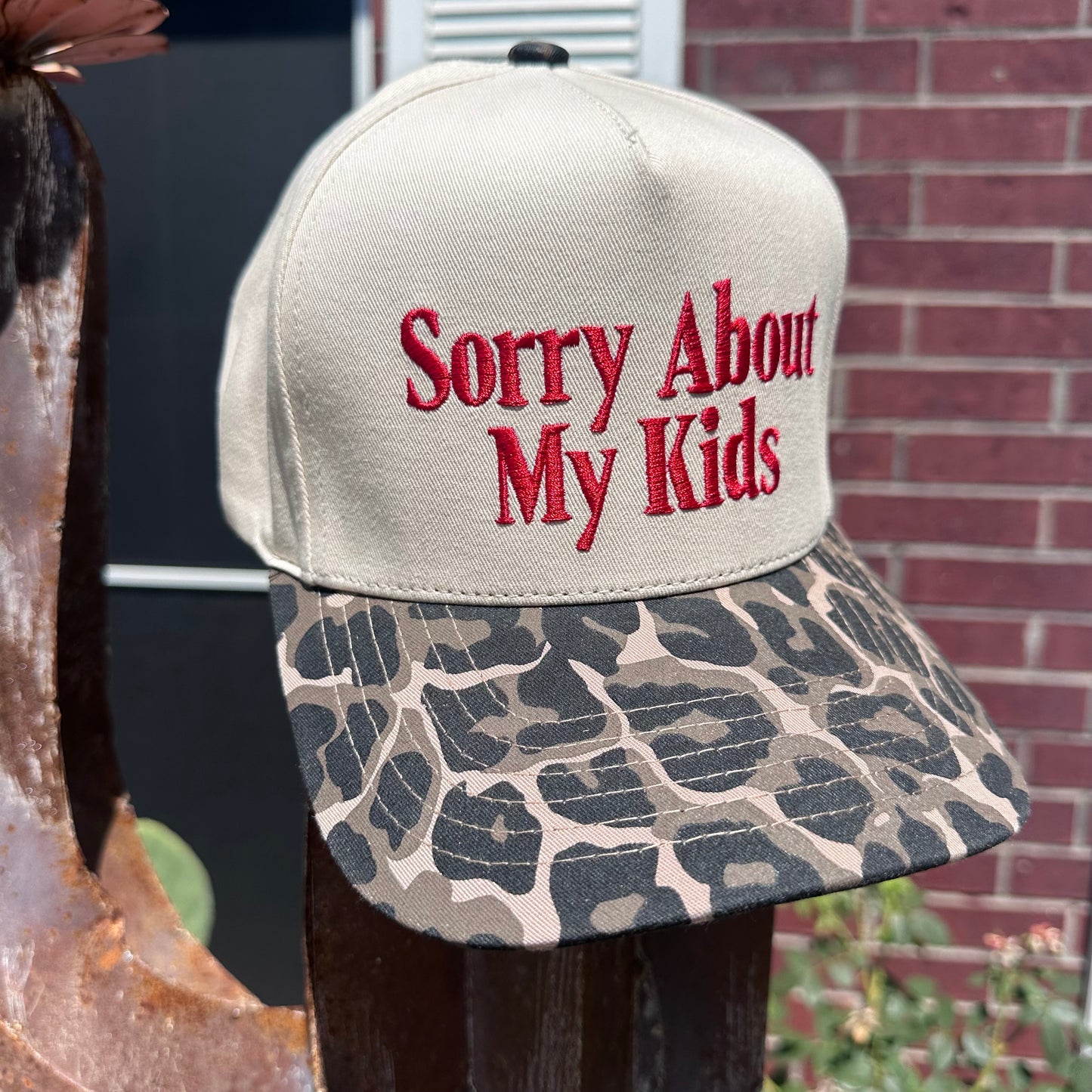 "Sorry About My Kids" Leopard Trucker Cap