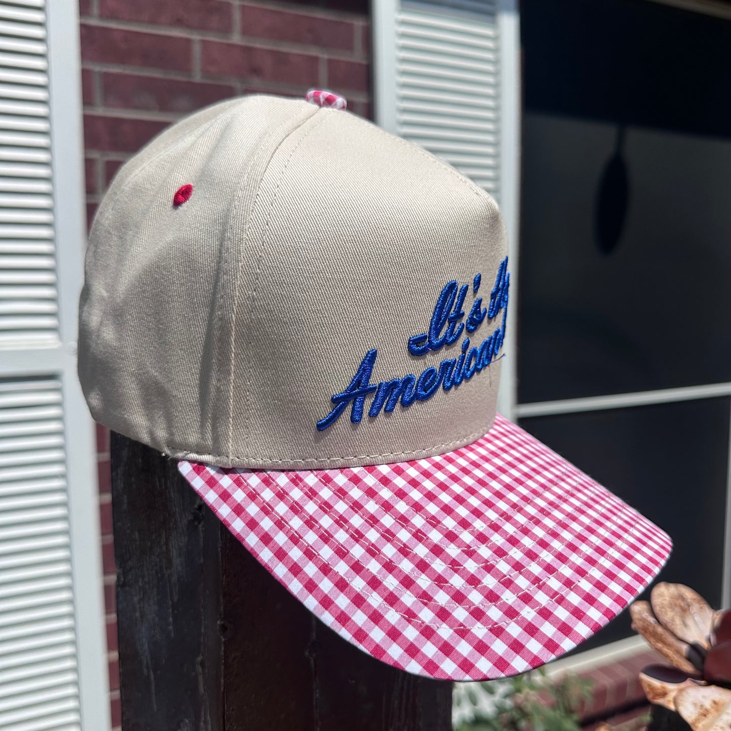 "It's the American Way" Red Gingham Trucker Cap