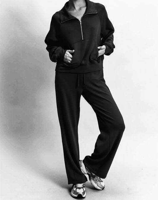 Black Scuba fabric Sweatshirt & Pants Set