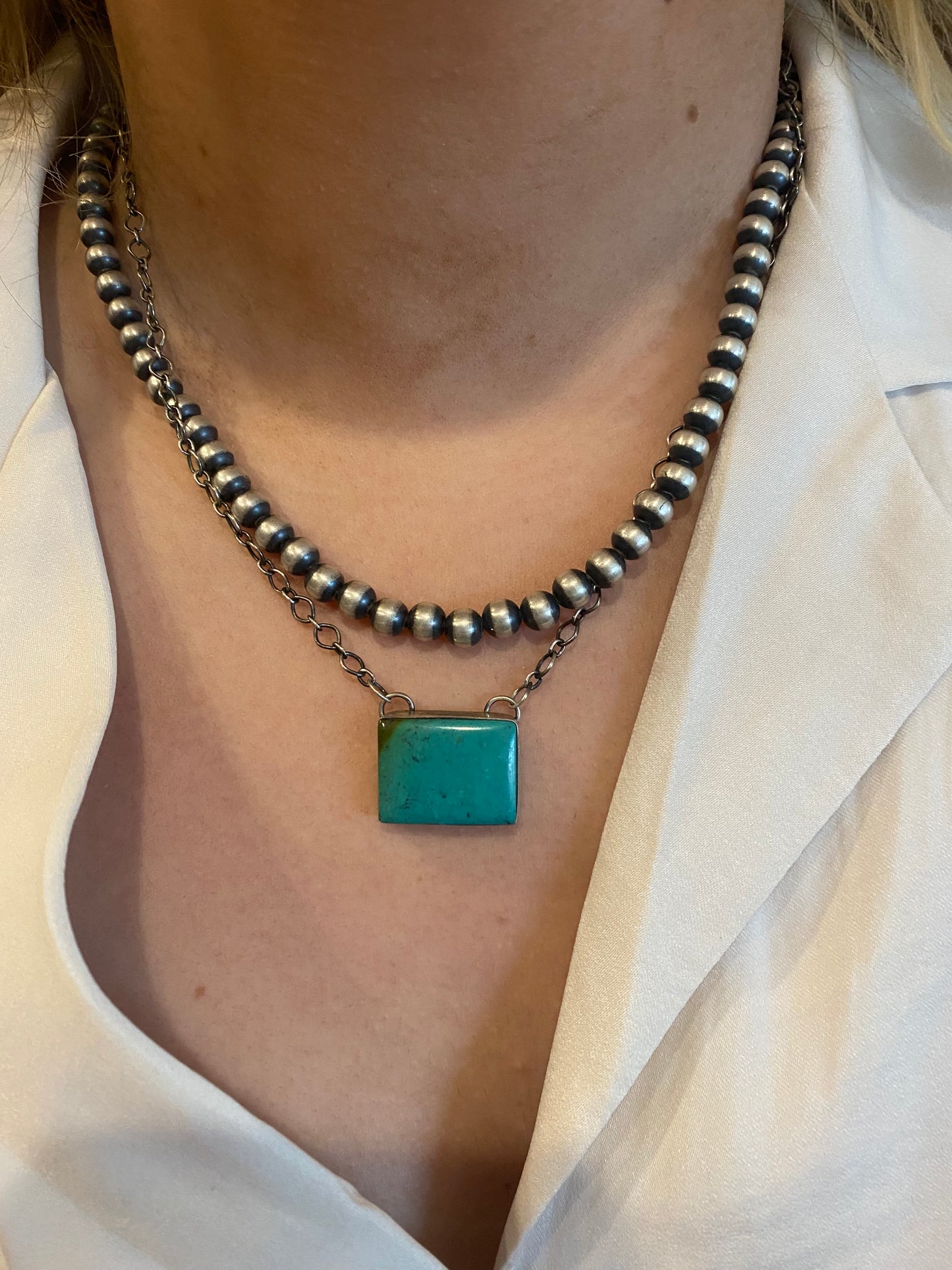 Authentic Square Turquoise Bar Necklace