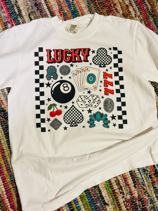 Lucky Collage White Tee
