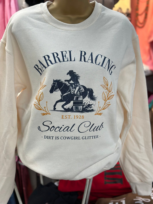Barrel Racing Social Club Cream Sweatshirt