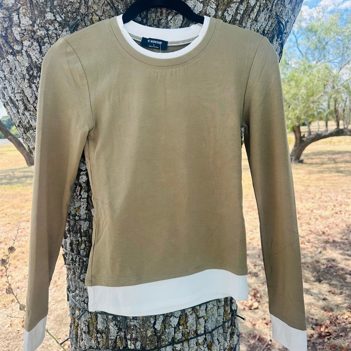 Layered Long Sleeve Knit Top- Olive