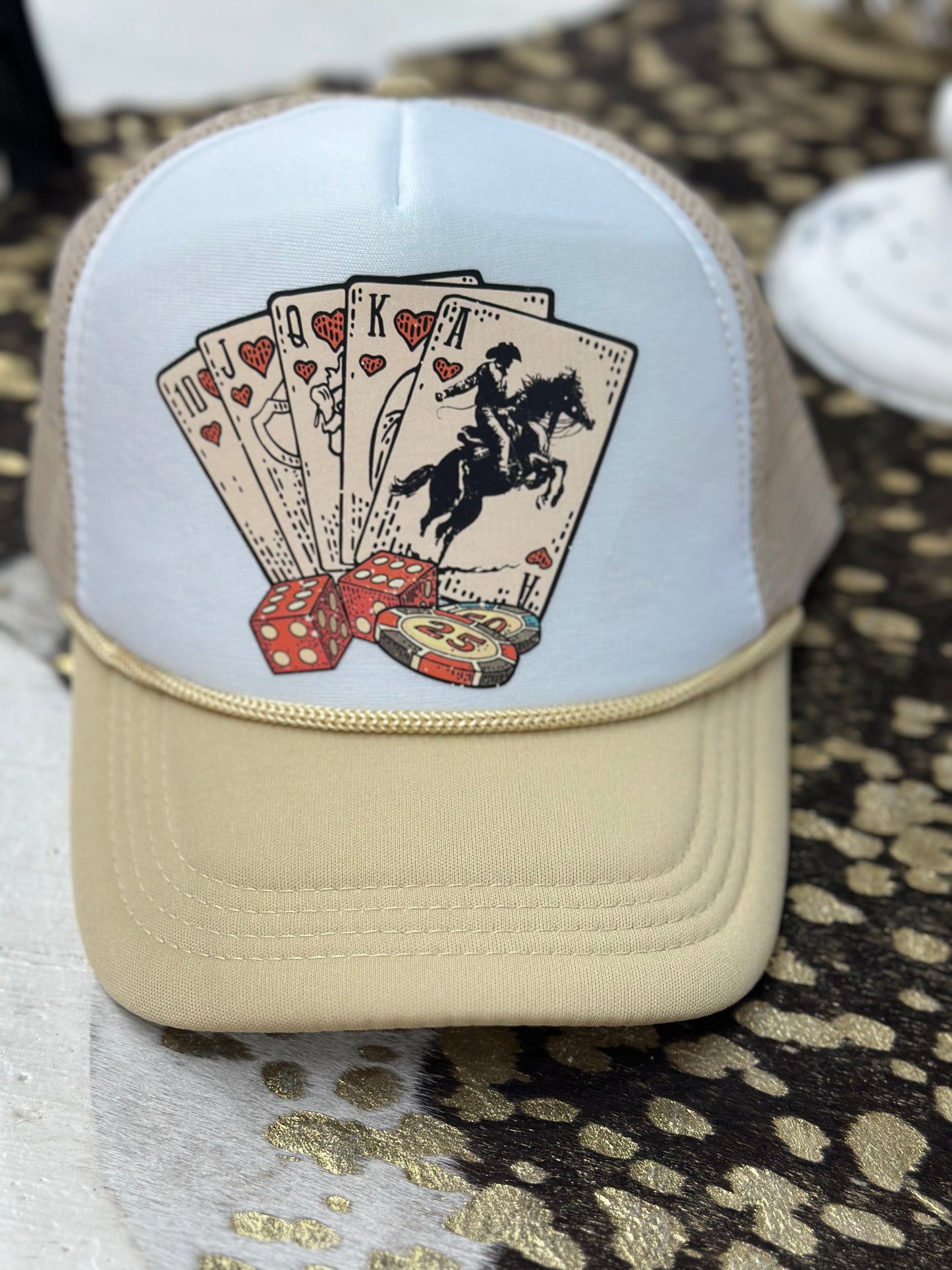 Tan Gambling Trucker Cap