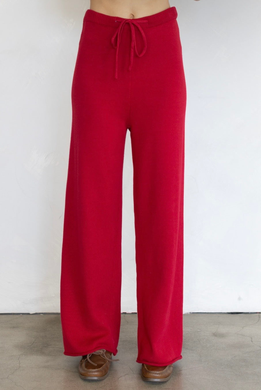 Berry Red Knit Button Up & Pant Set