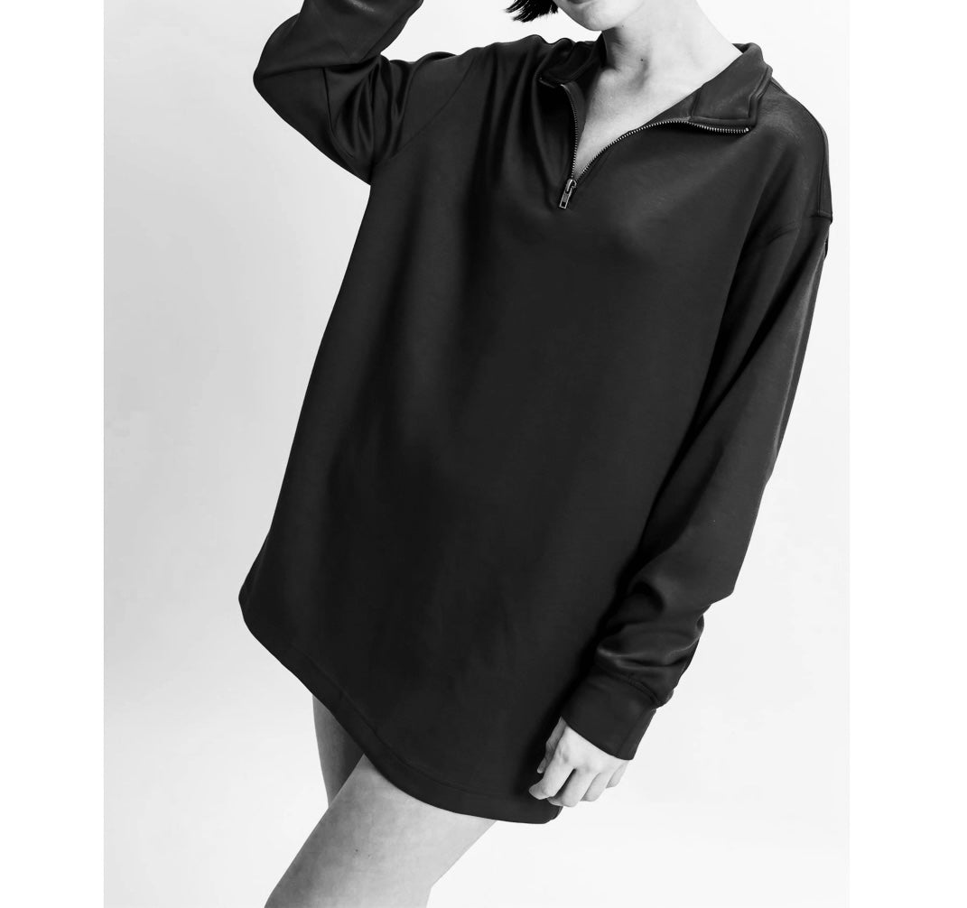 Black Scuba Half Zip Mini Dress