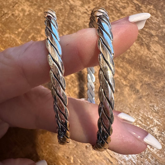 Sterling Flat Rope Bangle Bracelet
