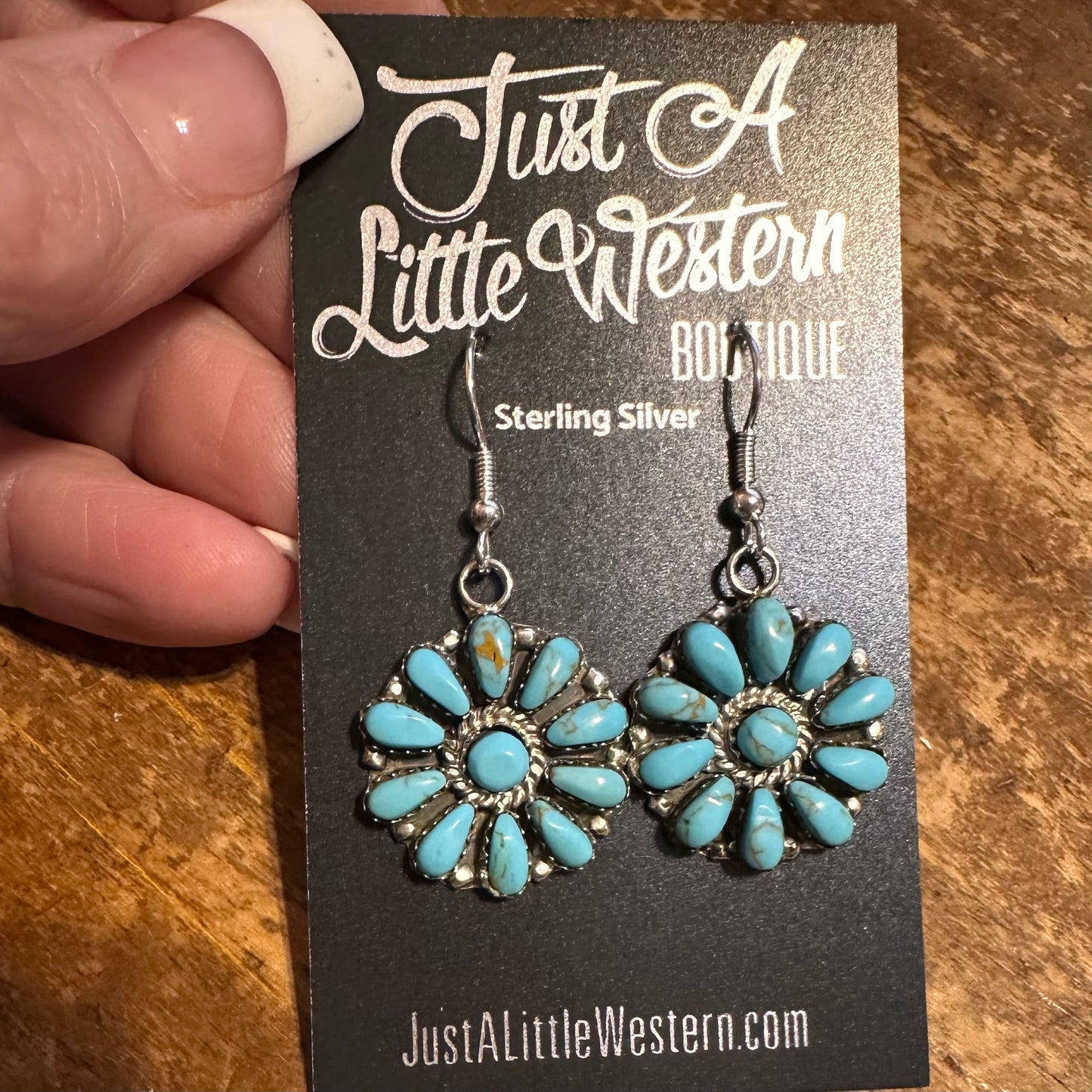 Sterling Silver Turquoise Cluster Earrings