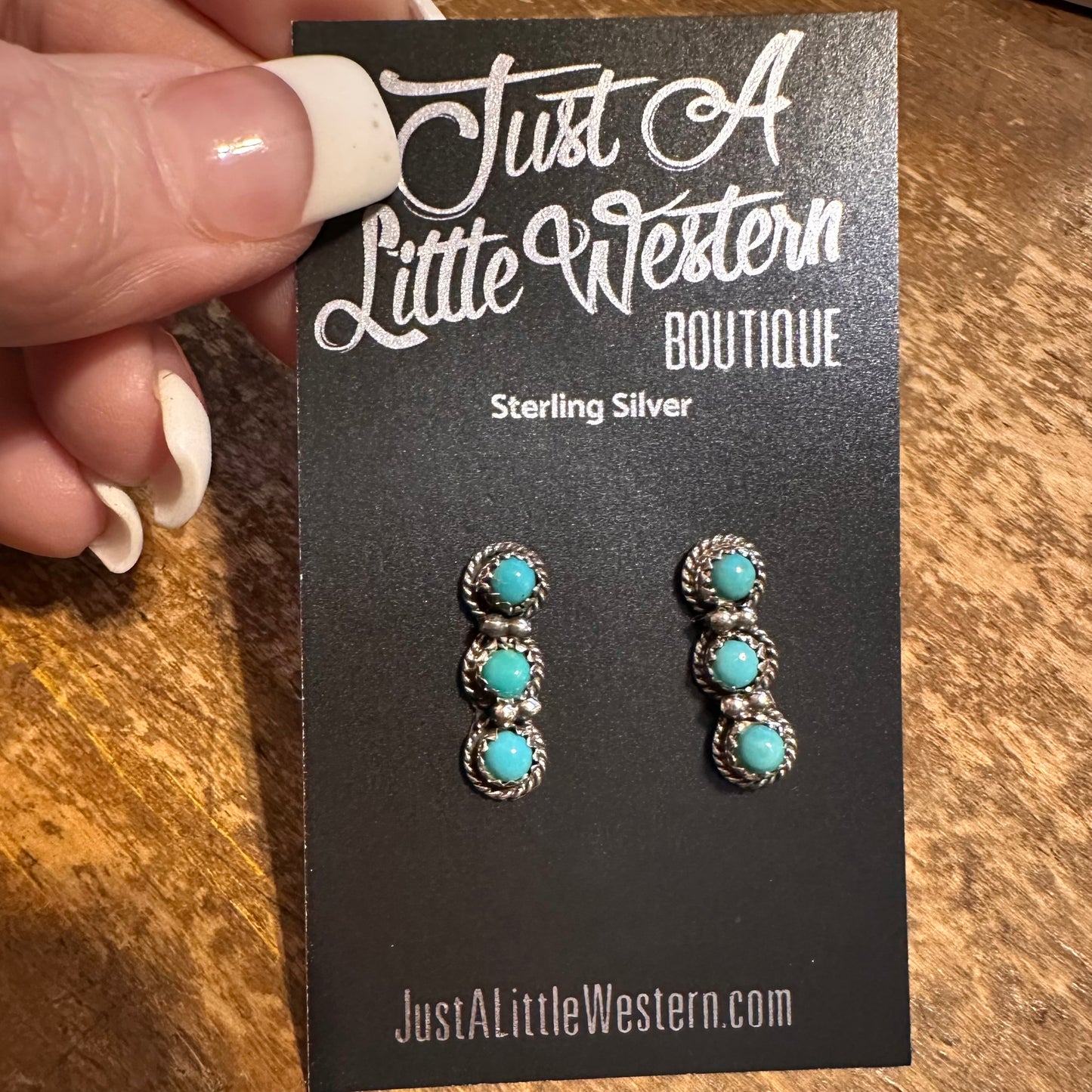 Sterling & Turquoise Three Stone Earrings