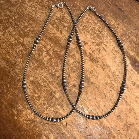 16" Multi Size Sterling Pearl Bead Necklace