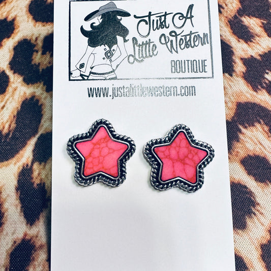 Hot Pink Star Rope Detail Stud Earring