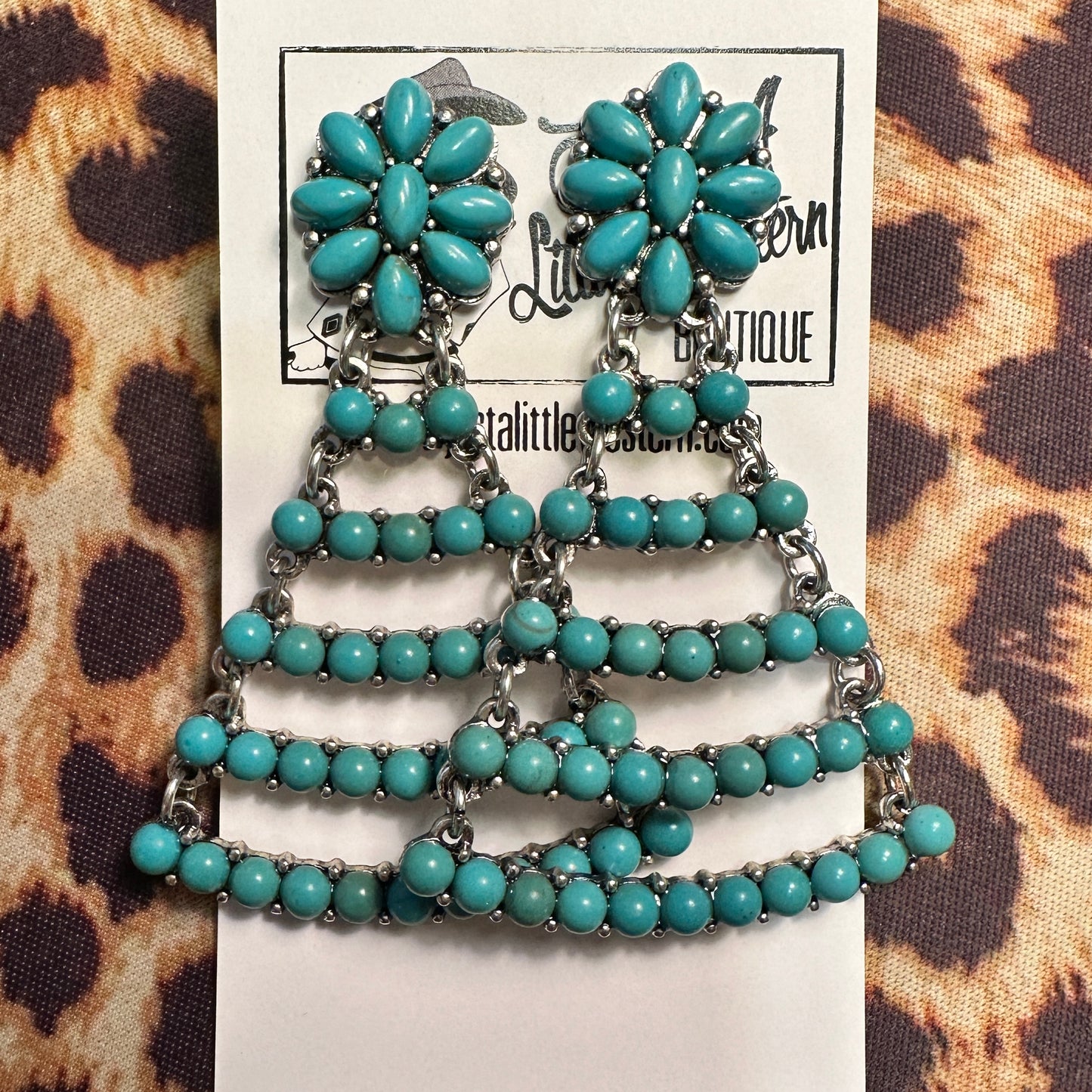 Turquoise Flower & Chandelier Stud Earring