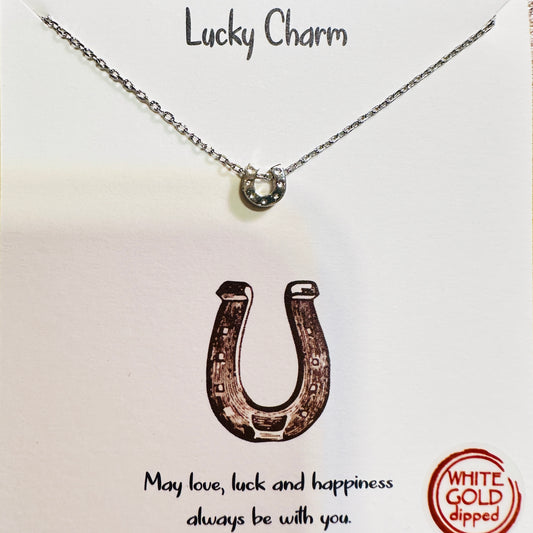Tiny Silver Lucky Charm Horseshoe Necklace
