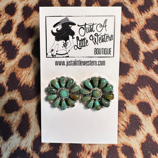 Sterling & Green Turquoise Flower Post Earrings