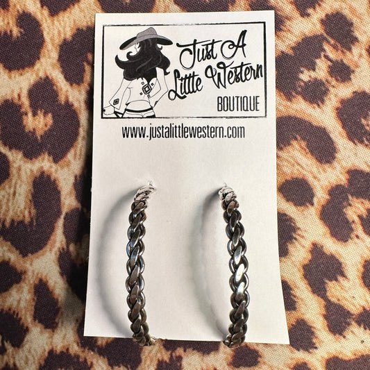 Sterling Chain Hoop Post Earrings