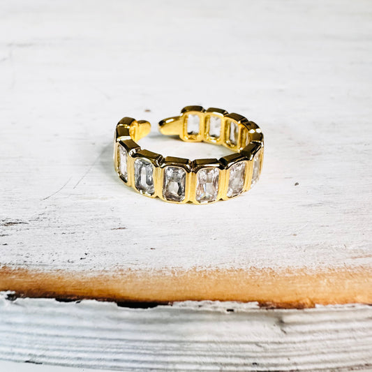 Gold Square Bezel CZ Ring