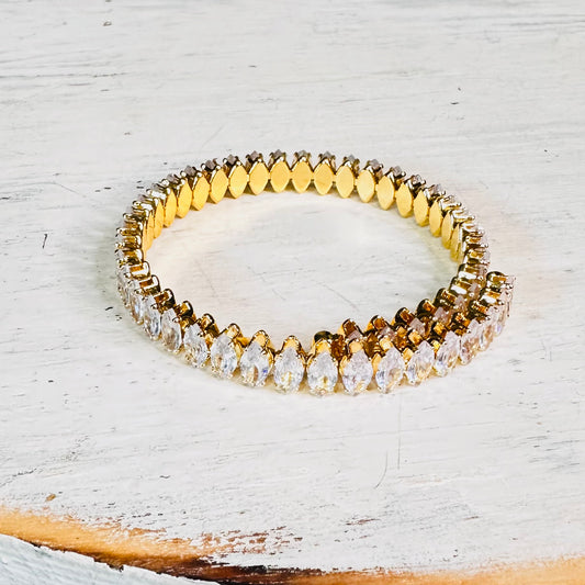 Gold Marquis CZ Wrap Around Bracelet
