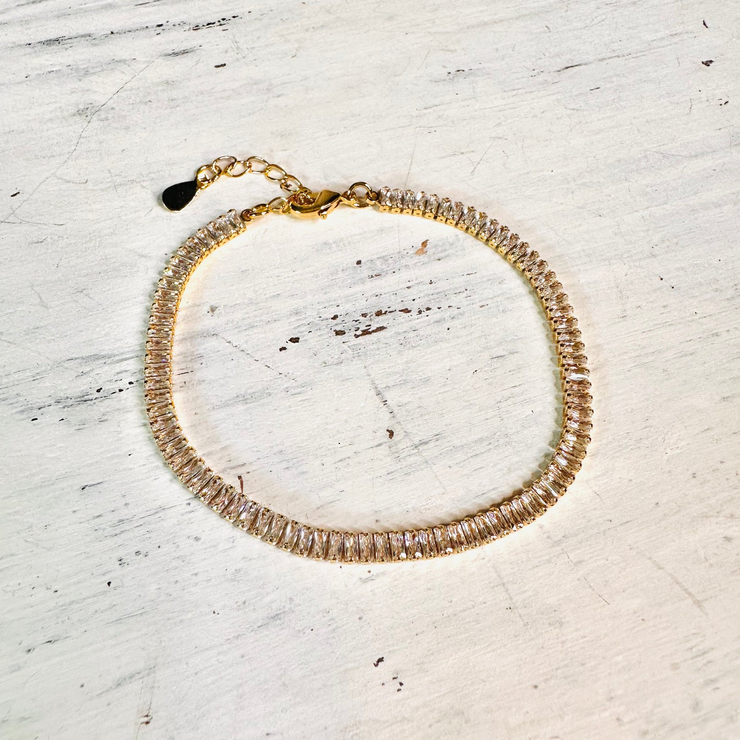 Gold & CZ Baguette Tennis Bracelet