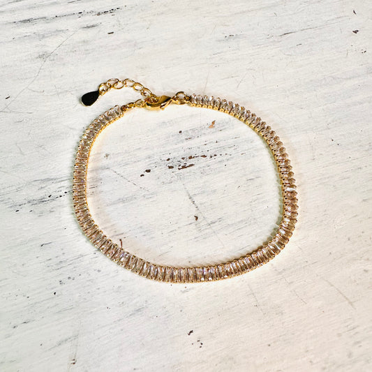Gold & CZ Baguette Tennis Bracelet