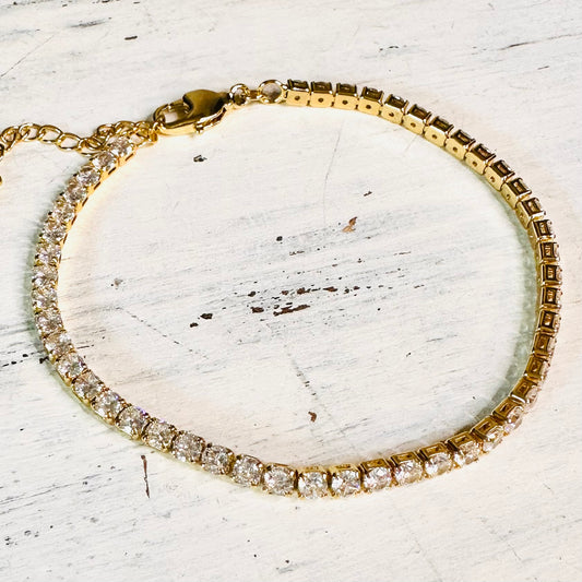 Simple Gold CZ Tennis Anklet