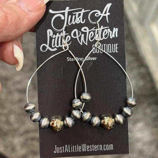 Sterling Pearl & Gold Bead Hoops