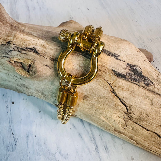 Gold Shackle Horseshoe Bracelet