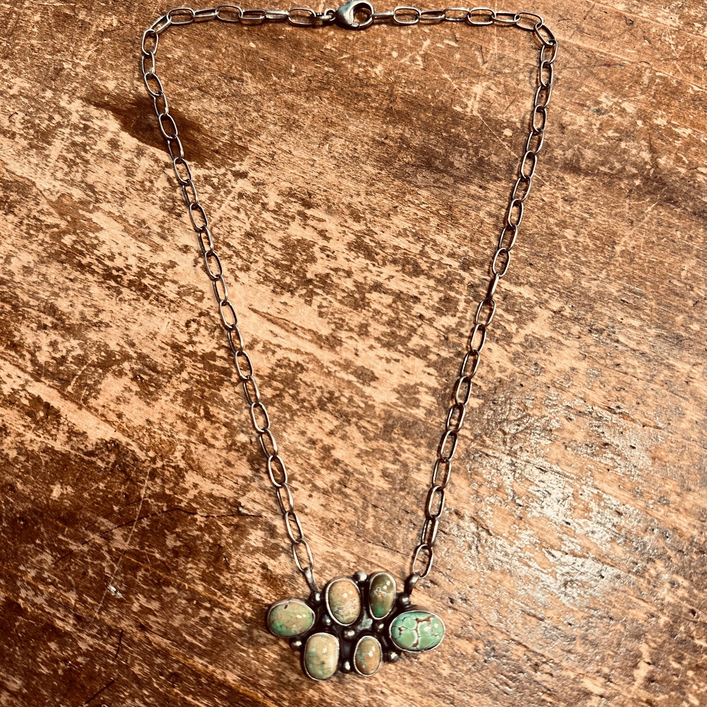 Sterling 18" Sonora Turquoise Cluster Necklace