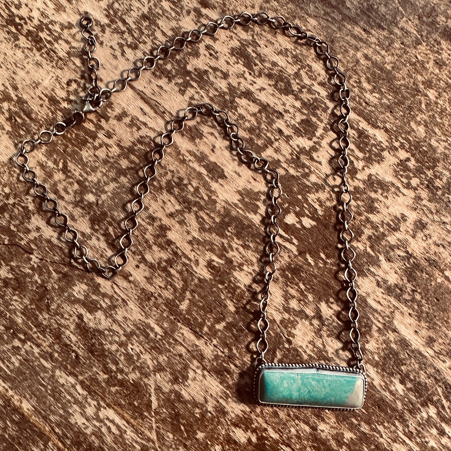 Sterling 18" Sonora Turquoise Beaded Bar Necklace