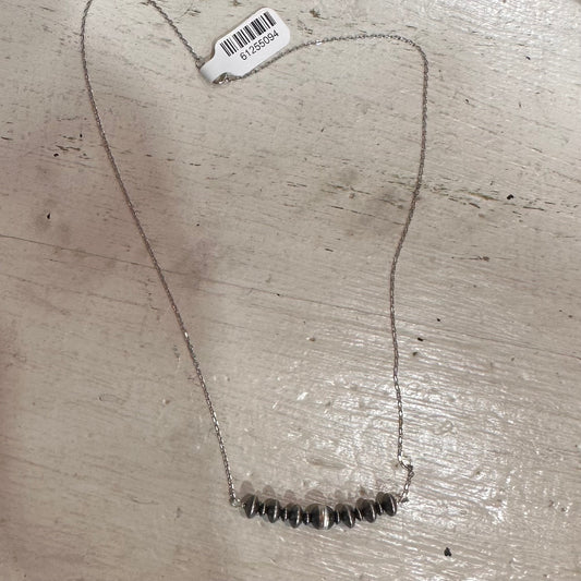 Sterling Silver Saucer Pearl Bar Necklace