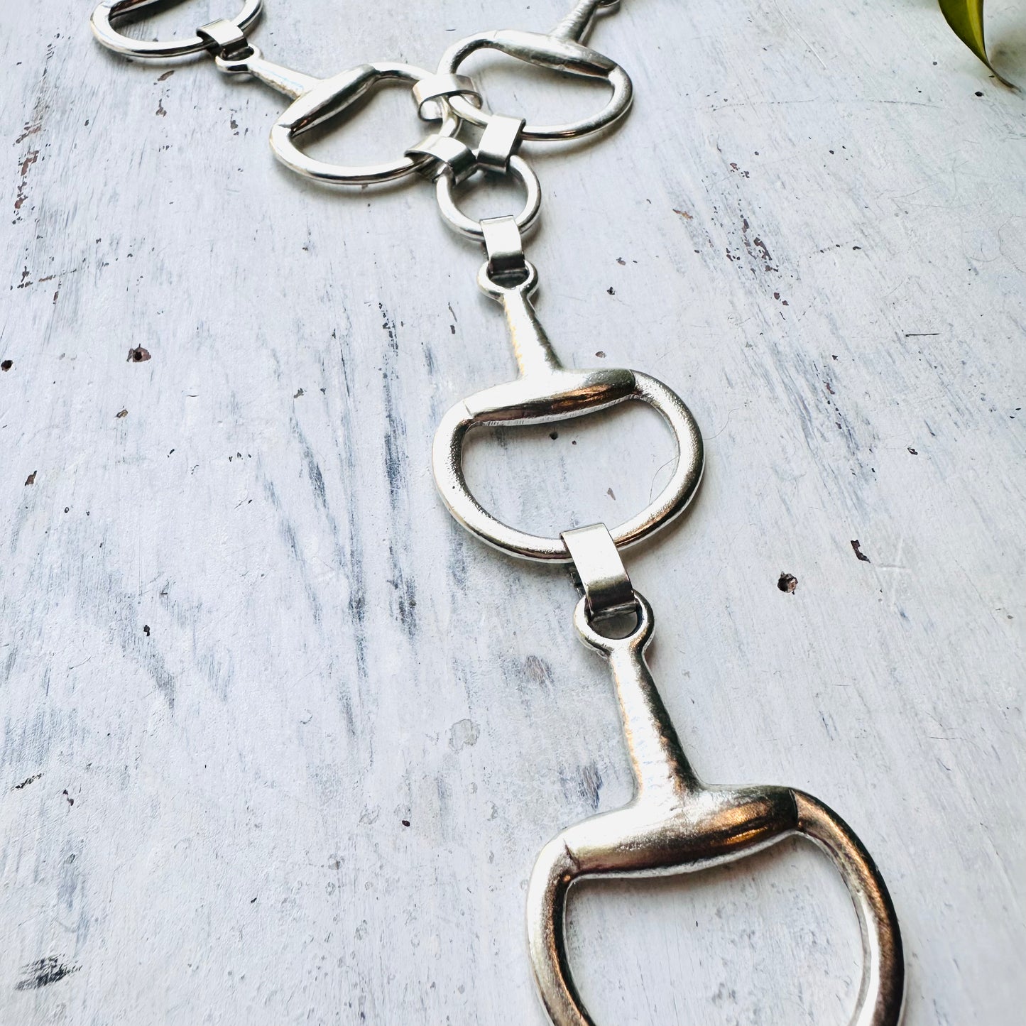 Yochi Large Triple Bit Lariat Necklace- Silver