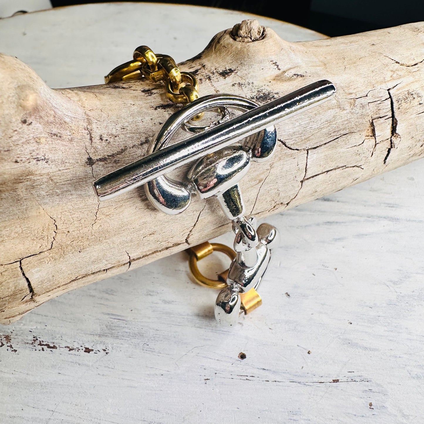 Yochi NY Gold & Silver Snaffle Bit Bookchain Bracelet