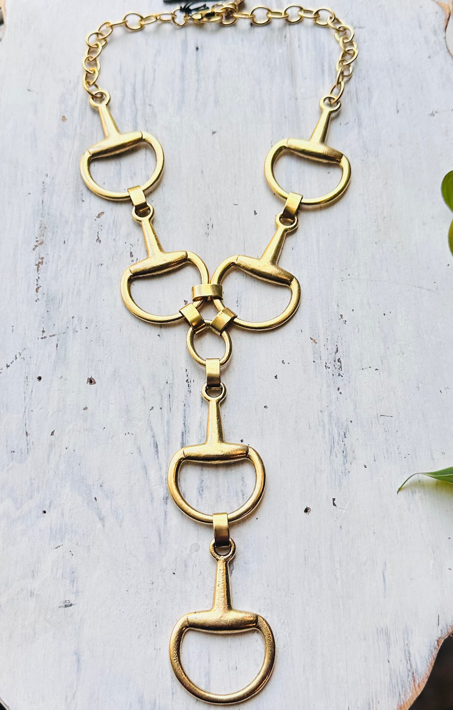 Yochi Large Triple Bit Lariat Necklace- Gold
