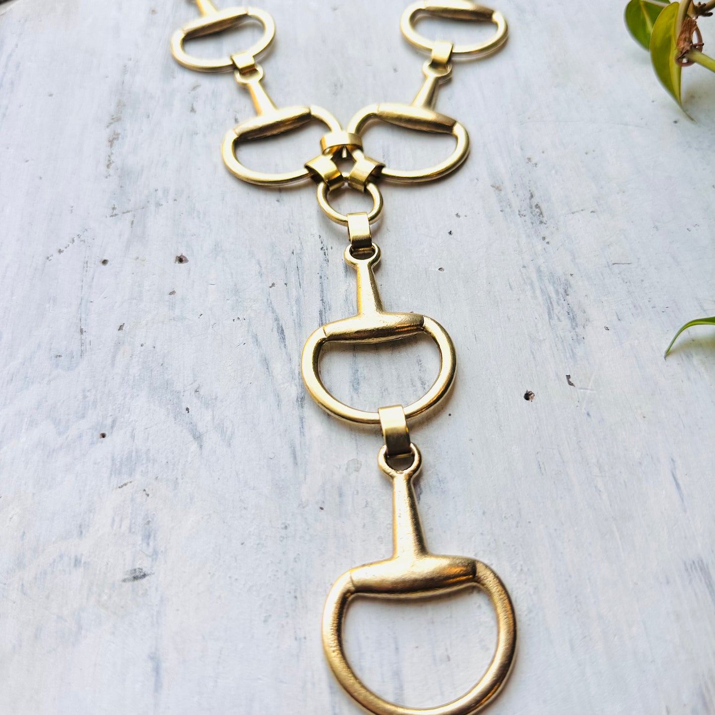 Yochi Large Triple Bit Lariat Necklace- Gold